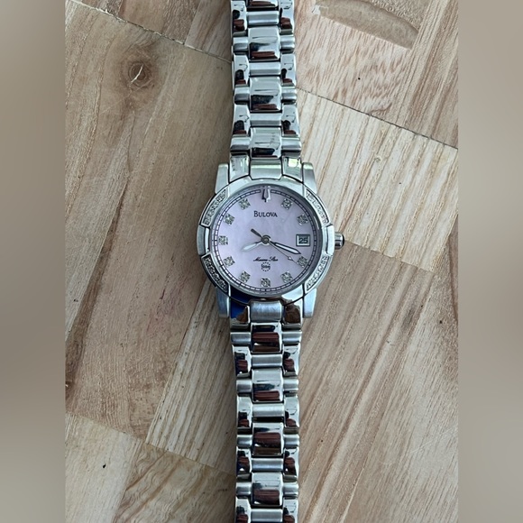 Bulova Marine Star Ladies Watch Genuine Diamonds Pink Dial  display picture 3